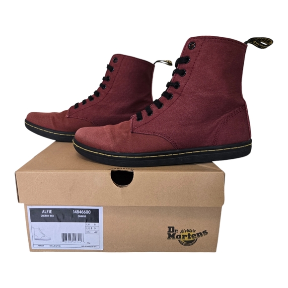 Doc Martens Alphie Cherry Red Canvas Boot Men's 9 Women's 10.5 - Picture 3 of 5